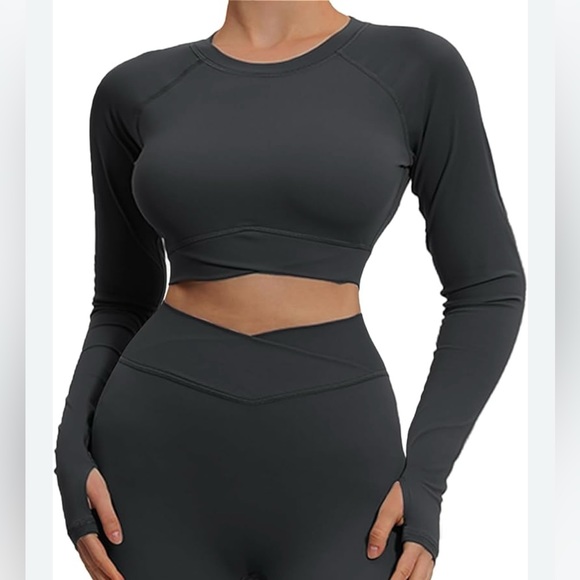 Halara women’s size small cloud ful crop top, black new with tags - Picture 1 of 12